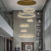 别墅吊灯客厅轻现代简约轻奢大厅主灯复式 楼loft挑空楼梯灯智能