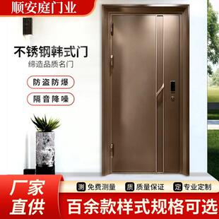 现代极简风甲级入户门小区安全静音指纹智能进户大门定制防盗门