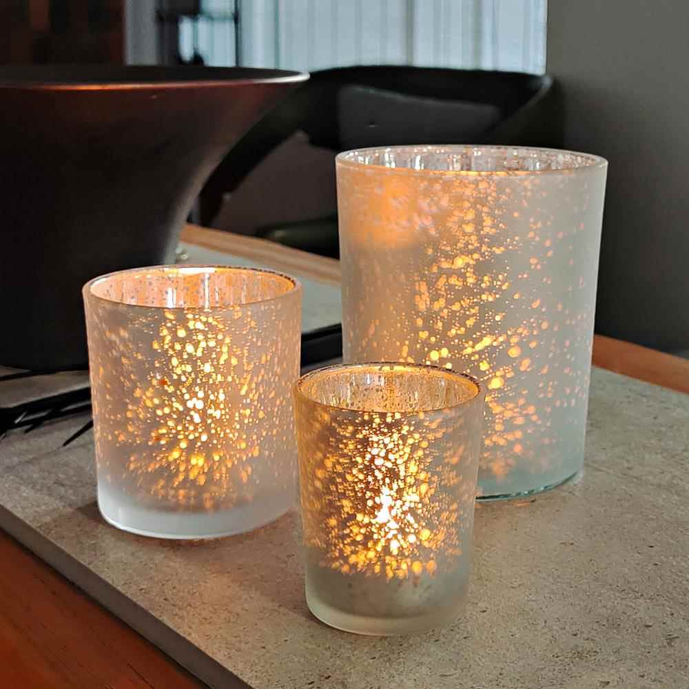 浪漫彩色星空三件套玻璃烛台DIY灌蜡空杯求爱表白装饰摆设