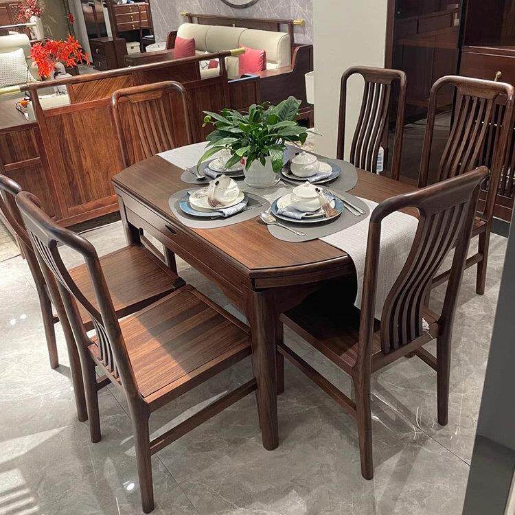 新型中式实木家庭餐桌，可变圆桌，简易伸缩折叠小户型客厅两用餐