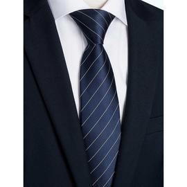 男士领带正装商务品牌高档蓝色条纹领带衬衫，男学院风潮休闲手打款