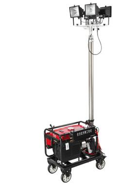 汽油发电机配移动式遥控升降照明灯组车4x100W灯LED2KW市电