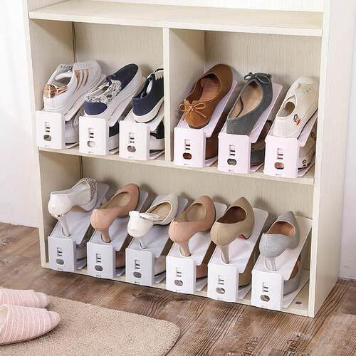 Creative Solid Color Double-Layer Adjustable Simple Shoe Rac