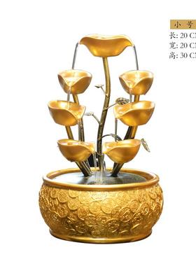 高档树店铺开室礼品金色摇钱办公桌业面八方来财聚宝盆流水装饰小