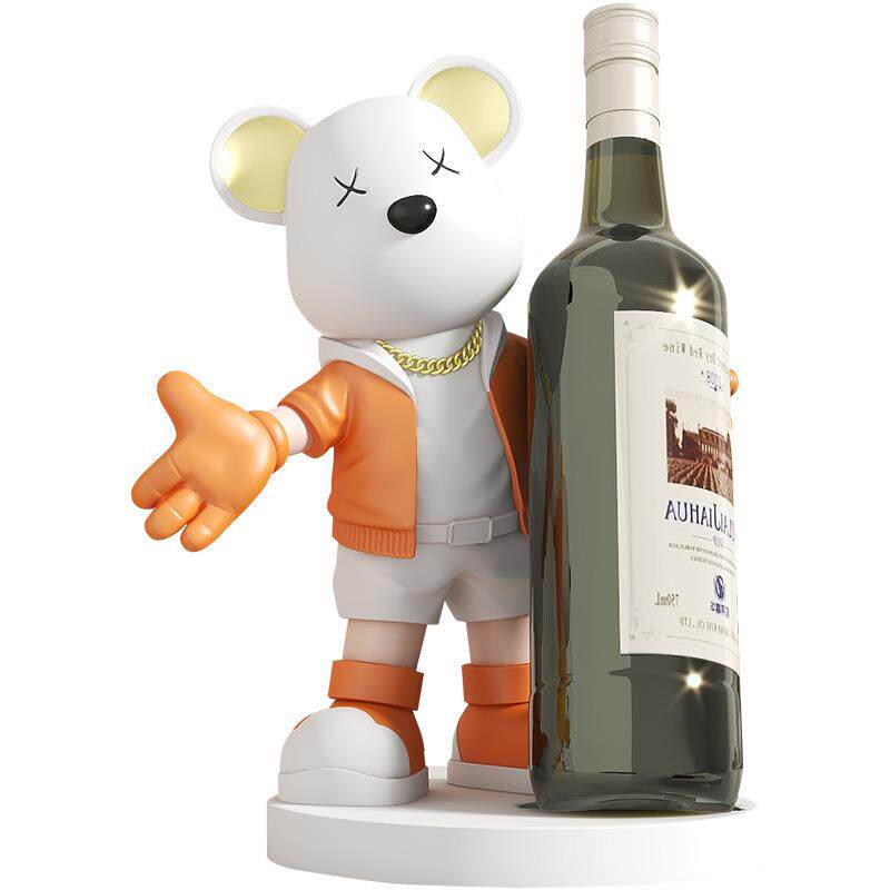 创意迎宾熊红酒架酒柜装饰品摆件轻奢高档家居客厅玄关餐边柜摆设