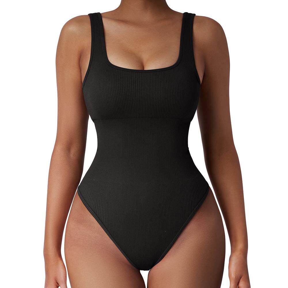 Women Ribbed Sexy Bodysuit Sleeveless Square Neck 螺纹连体衣