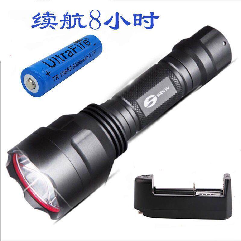 高档C8家强光手电筒T6 超亮定焦户多功D能可充电防水防摔LE远射外