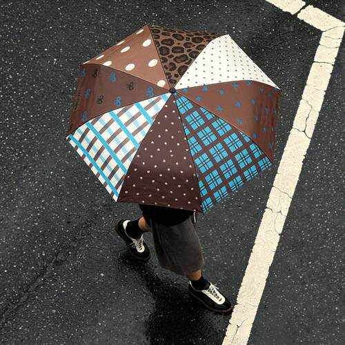 韩系拼接雨伞小巧便携高颜值高级感自动折叠防风加固大暴雨伞室外