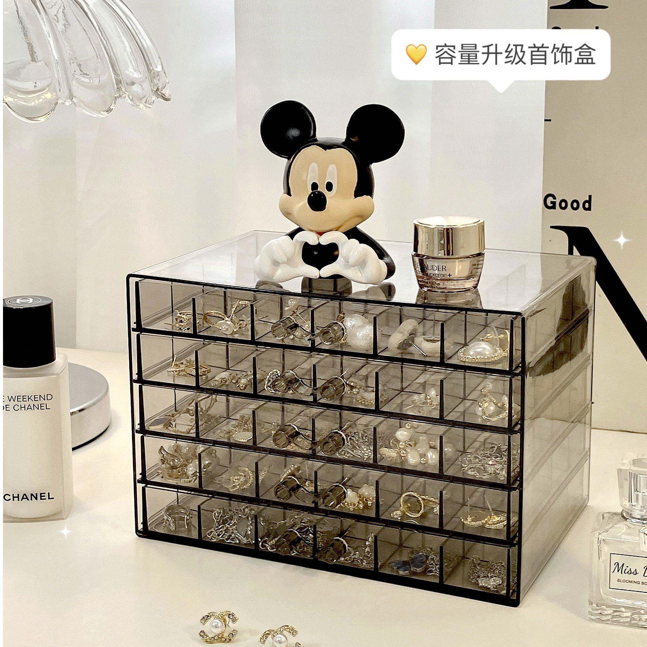 透明首饰收纳盒多层压克力耳环耳针饰品戒指项炼分格整理盒首饰盒