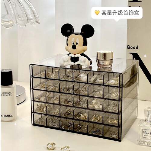 透明首饰收纳盒多层压克力耳环耳针饰品戒指项炼分格整理盒首饰盒