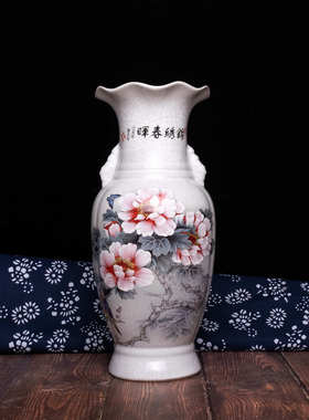 陶瓷花瓶新款五彩中式复古古典插花干花手工家居饰品摆件客厅乔迁