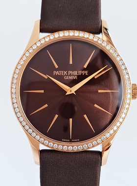 公价21.1万98新33mm百达翡丽古典玫瑰金原钻手动机械女腕表4897R