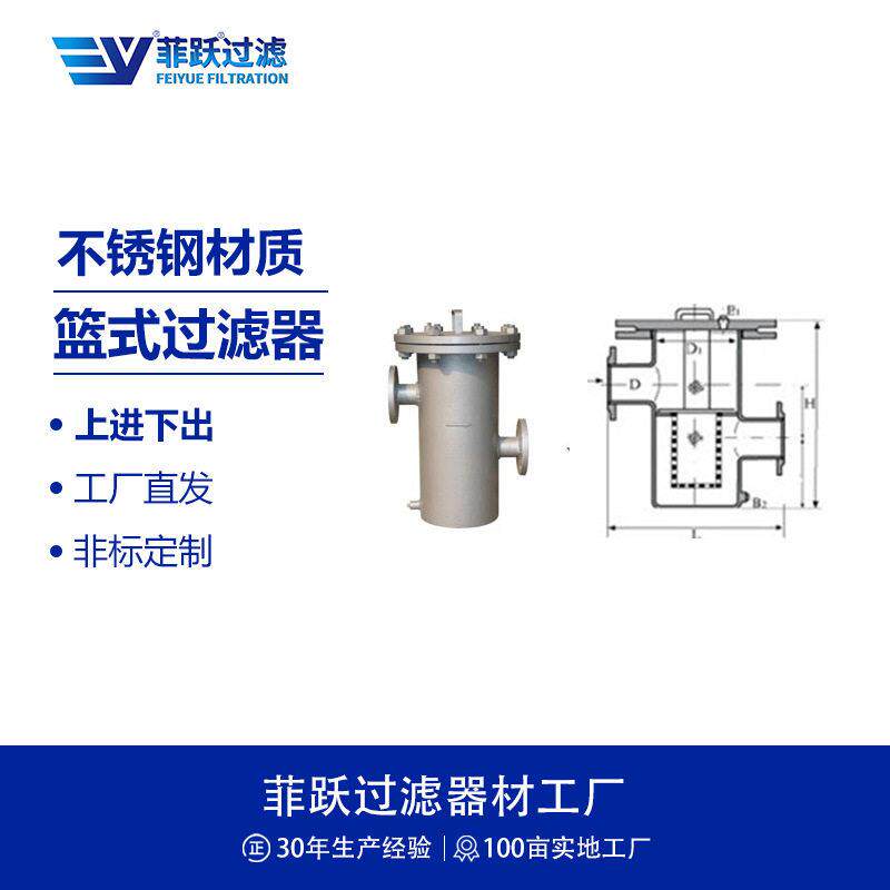 菲跃PSG进低出篮式过滤器304不锈钢吊环螺栓快开篮式过滤器