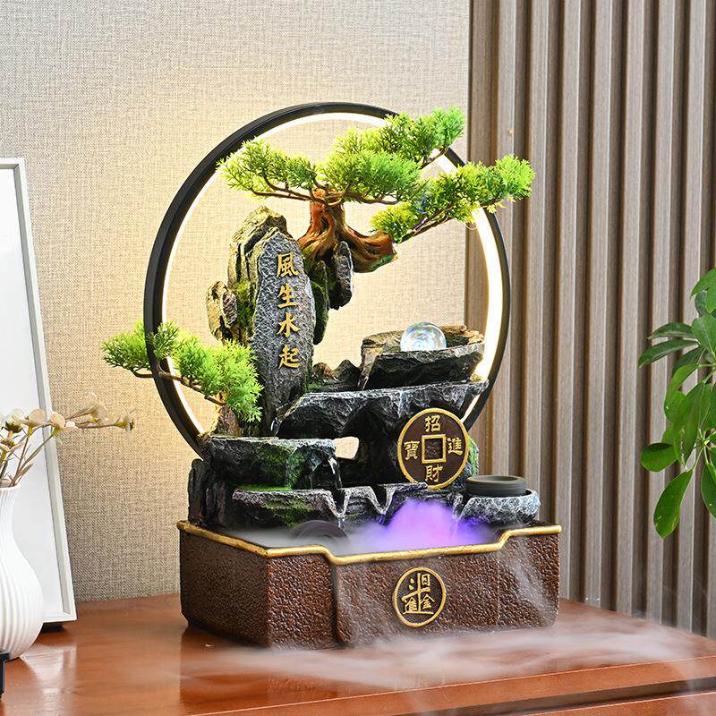 风生水起客厅流水摆件公司办公室前台桌面装饰开业乔迁送礼