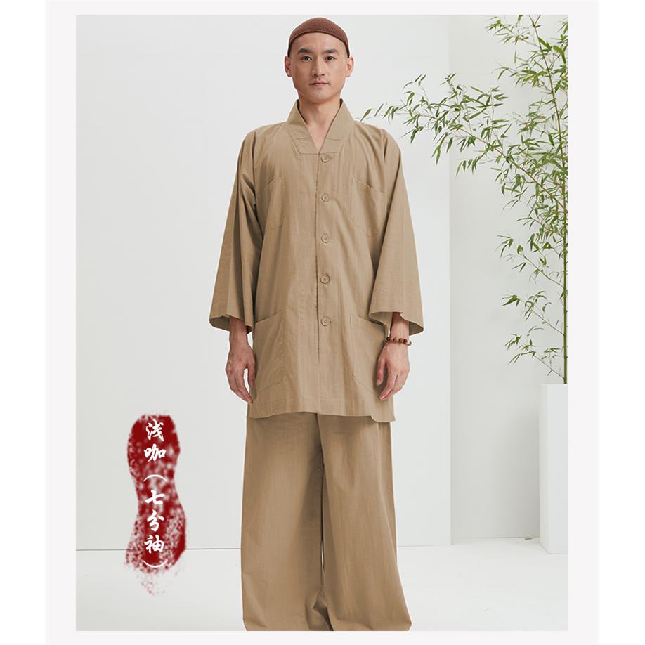特卖慈缘僧服短褂夏季薄款透气棉麻七分袖长袖僧侣可机洗和尚僧衣