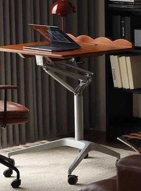 笔记本写字台实木电脑桌小型移动办公桌家用卧室书桌床边升降