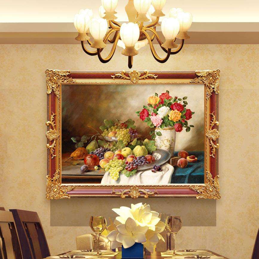 【】欧式壁画 静物花卉油画 客厅沙发背景装饰画 餐厅挂画
