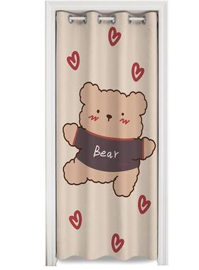 厂QNB家新可爱小间棕熊女孩儿童房油防免打孔门帘试衣隔款断落地