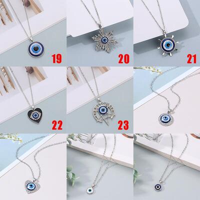 1PC Blue Glass 30mm Evil Eye Pendants Necklace For Women