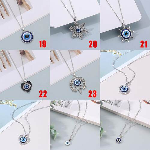 1PC Blue Glass 30mm Evil Eye Pendants Necklace For Women