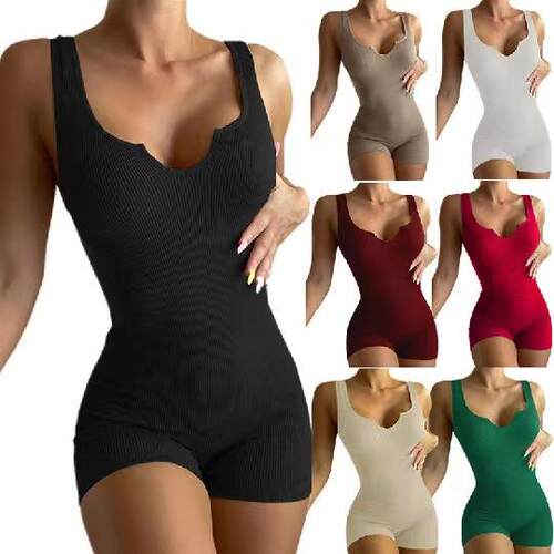 Women's knitted collar vest jumpsuit 女装针织领背心连体裤