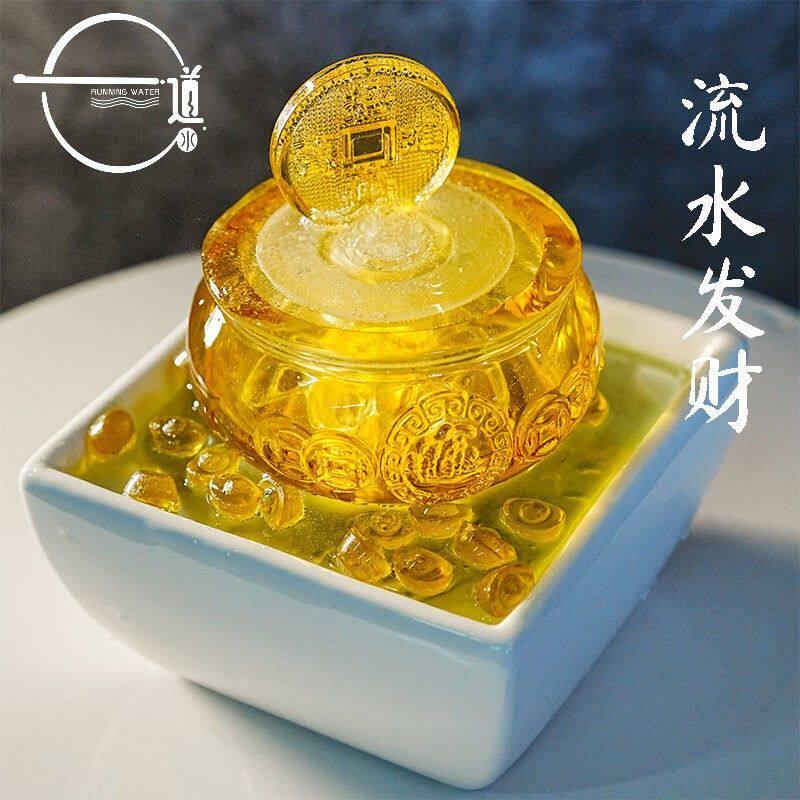 一道水招财聚宝盆循环流水风水轮摆件开业创意新款桌摆开业送礼