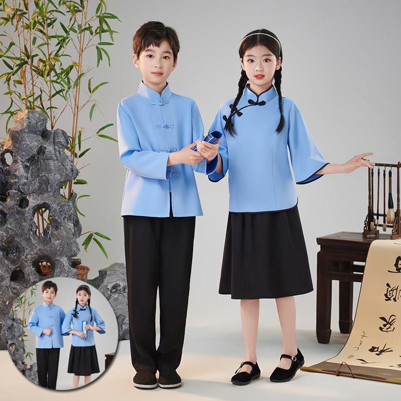 六一儿童学生装五四青年女装民国风演出服女装中山装合唱朗诵班服