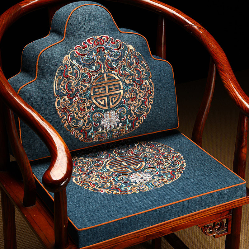 新中式圈椅坐垫护腰靠山枕客厅沙发高端实木圈椅靠背垫办公室座垫