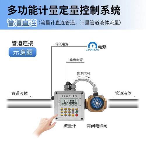 智能液体流量计定量控制系统电磁阀涡轮流量表不锈钢水油化工食品