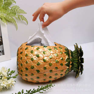 可爱菠萝筒ktv盒多功能桌面客厅创意欧式抽形卷纸纸巾家用纸盒