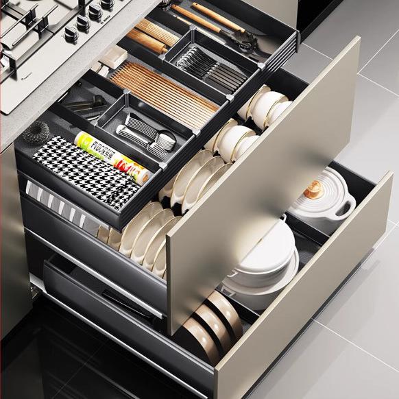 拉篮厨房橱柜抽屉式太空铝合金三层内置锅具碗碟架调味料碗篮工厂