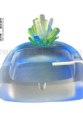 古法琉璃创意烟灰缸琉璃摆件琉璃工艺品轻奢玻璃烟灰缸摆件创意