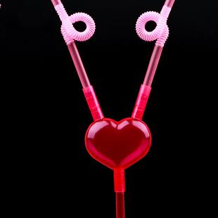 Heart-shaped straw couple 1 minute 2 suction check valve