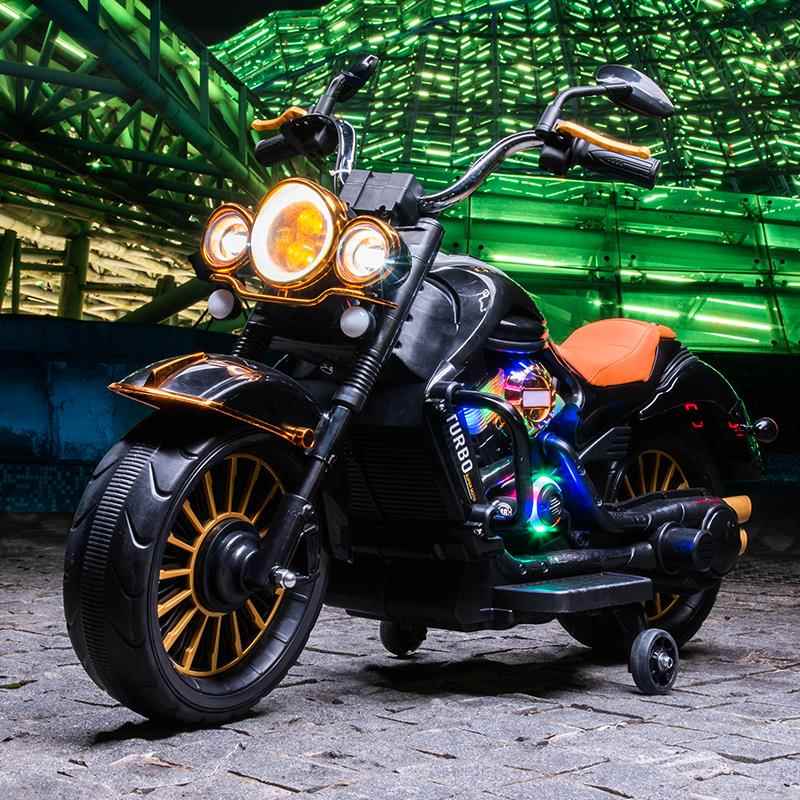 高档儿童电动可车摩玩托车四轮小坐人男宝宝女孩遥控具车双人童车