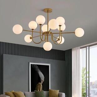 北欧客厅主灯现代简约轻奢玻璃魔豆分子卧室灯2025年新款 饭厅灯具