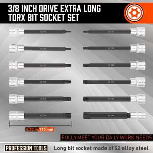 12件套超长梅花旋具套筒套件 T10 T60 一件起售 旋具套筒组件