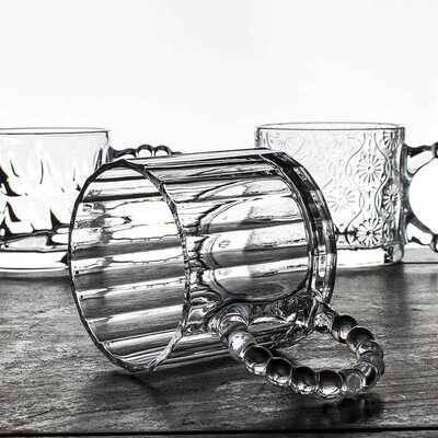 珠点圆圈大耳朵玻璃杯小众设计感马克杯高颜值家用水杯牛奶咖啡杯