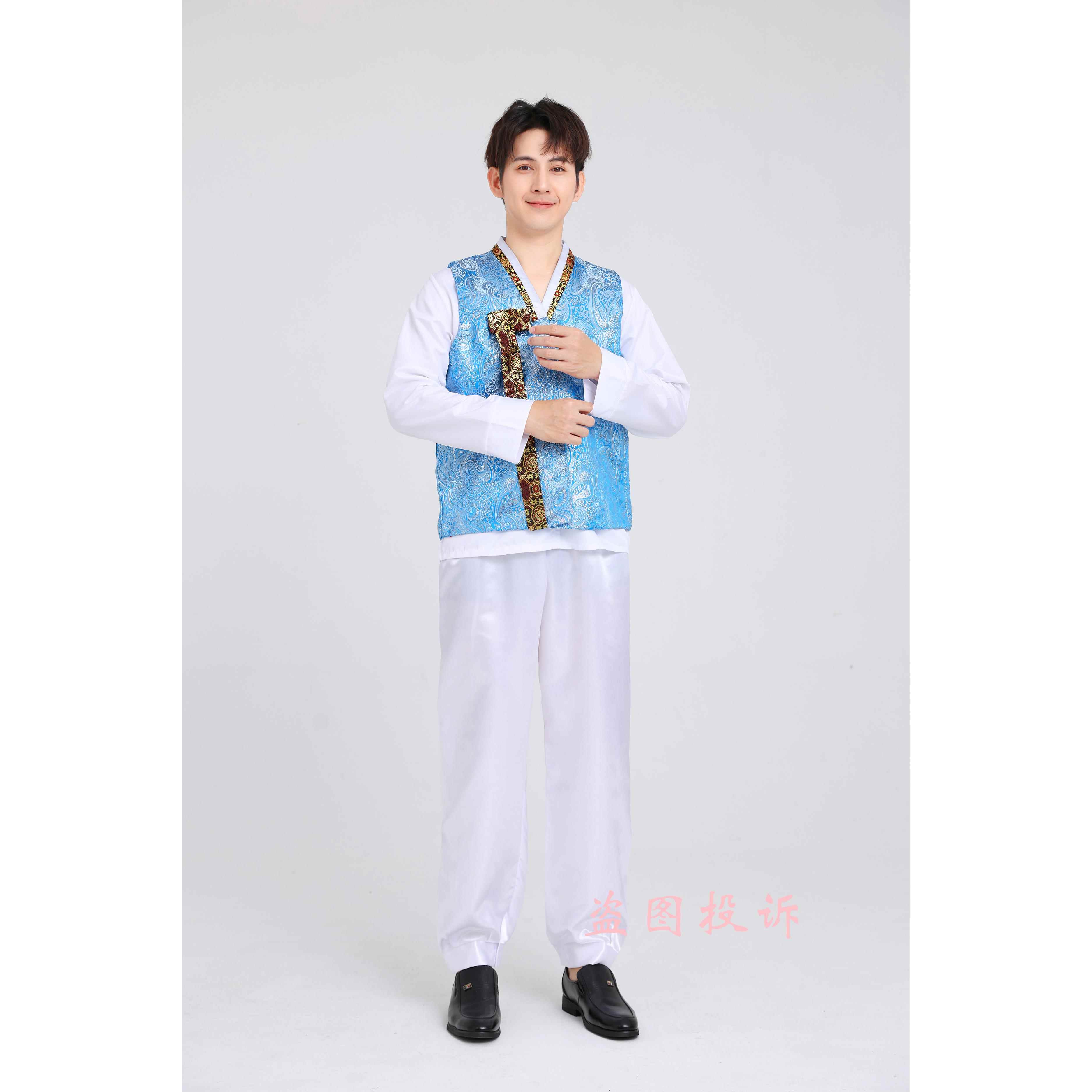 高档男士朝鲜服族舞蹈动礼宫廷韩服中小大服学运生会表演出服男父