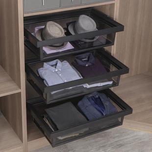 YGB9物篮置物架伸璃缩裤 衣拉篮抽屉式 衣帽柜间内架置收纳玻储JM