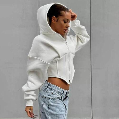Casual zipper hooded cardigan jacket 休闲拉炼连帽开衫外套女