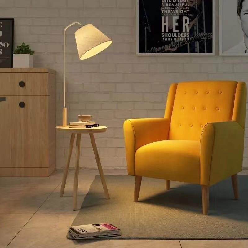 实木落地灯客厅沙发旁边茶几简约卧室床头柜置物一体网红立式台灯