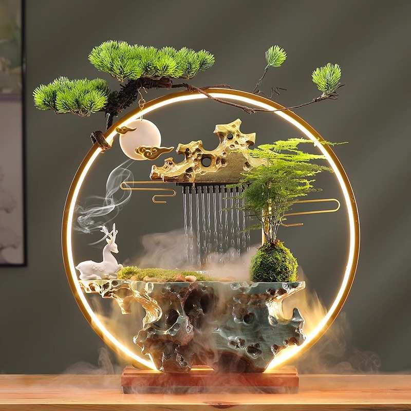 创意流水生财摆件循环水客厅办公室桌面装饰招财乔迁开业工艺礼品