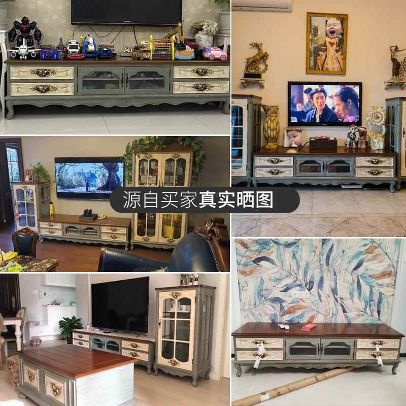 美式电视柜实木茶几组合套装卧地DSG4805柜物简主约百搭储乡村客