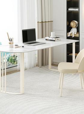 式现代轻奢电书桌简约台家用11721岩板脑桌小户子型奶油风学习办