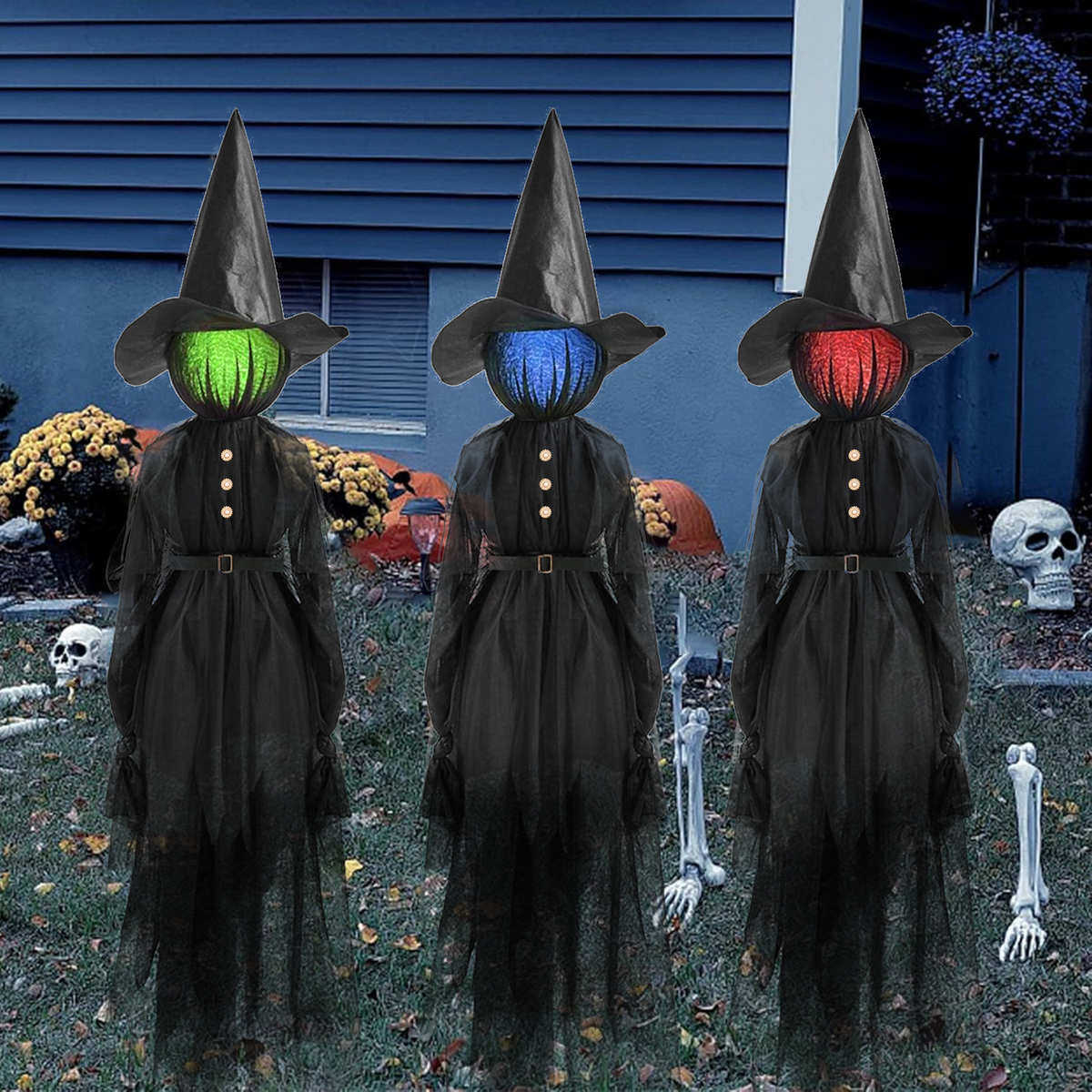 万圣节女巫婆牵手三个七彩发光纽扣腰带鬼气氛布置场景装饰道具,节庆用品/礼品,吊顶纱幔,淘宝优惠券,粉丝福利购,淘宝优惠卷