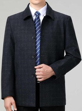 品年217-J牌毛夹克春秋男士领扣羊子款外套中老羊毛翻大衣休闲男