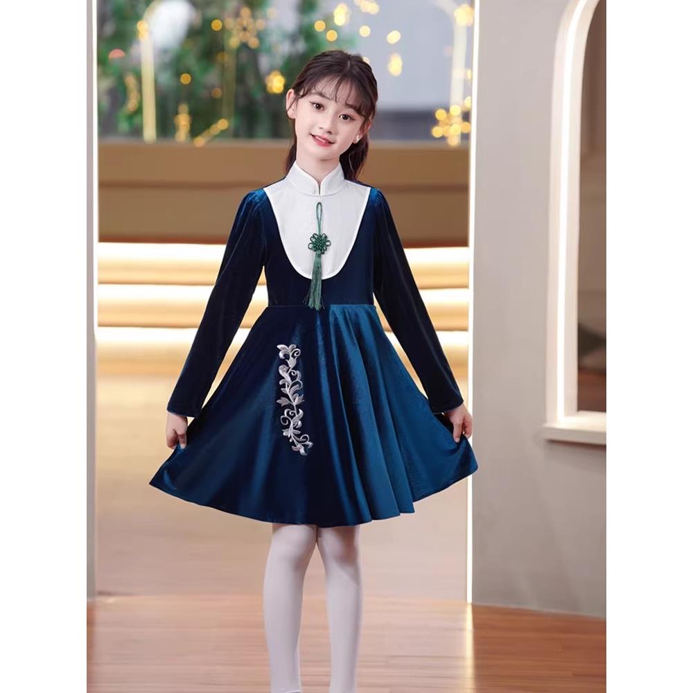正品中国歌风儿童演出服小生学大合唱团表演服金丝绒幼儿诗朗诵赛