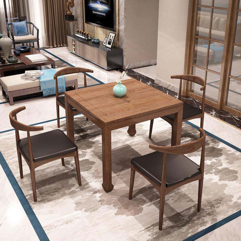 新中式八仙桌四方桌棋牌桌实木茶桌餐桌多功能方形掼蛋桌全实木