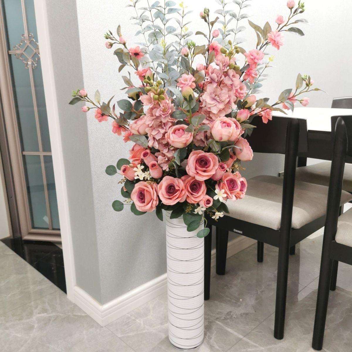 轻奢落地假花客厅橱窗酒店会议室装饰花北欧玫瑰花束套装