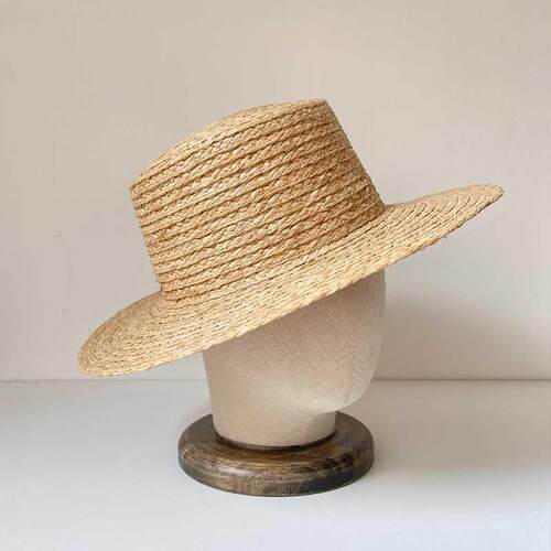 Summer raffia flat hat outdoor beach big brim sunshade DIY w